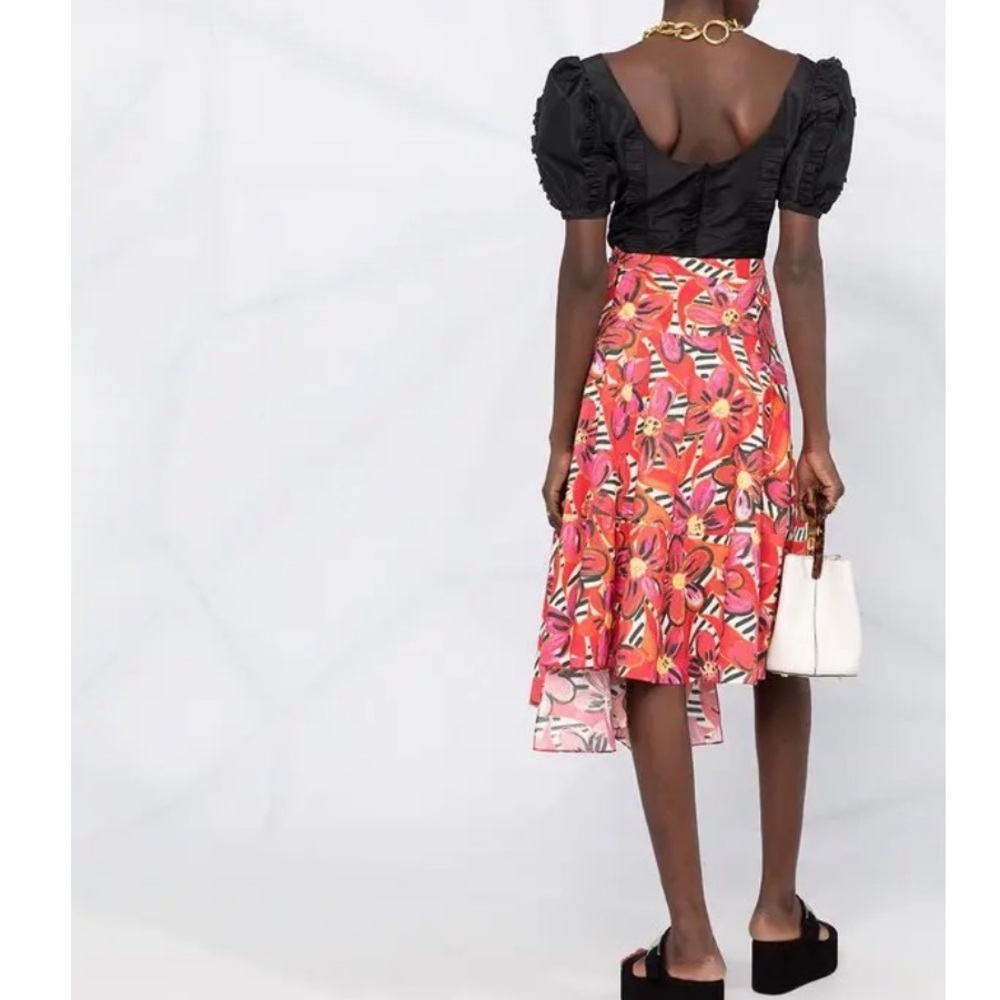 Marni Asymmetrical Skirt in Vibrant Pink and Red - Picture 3 of 10